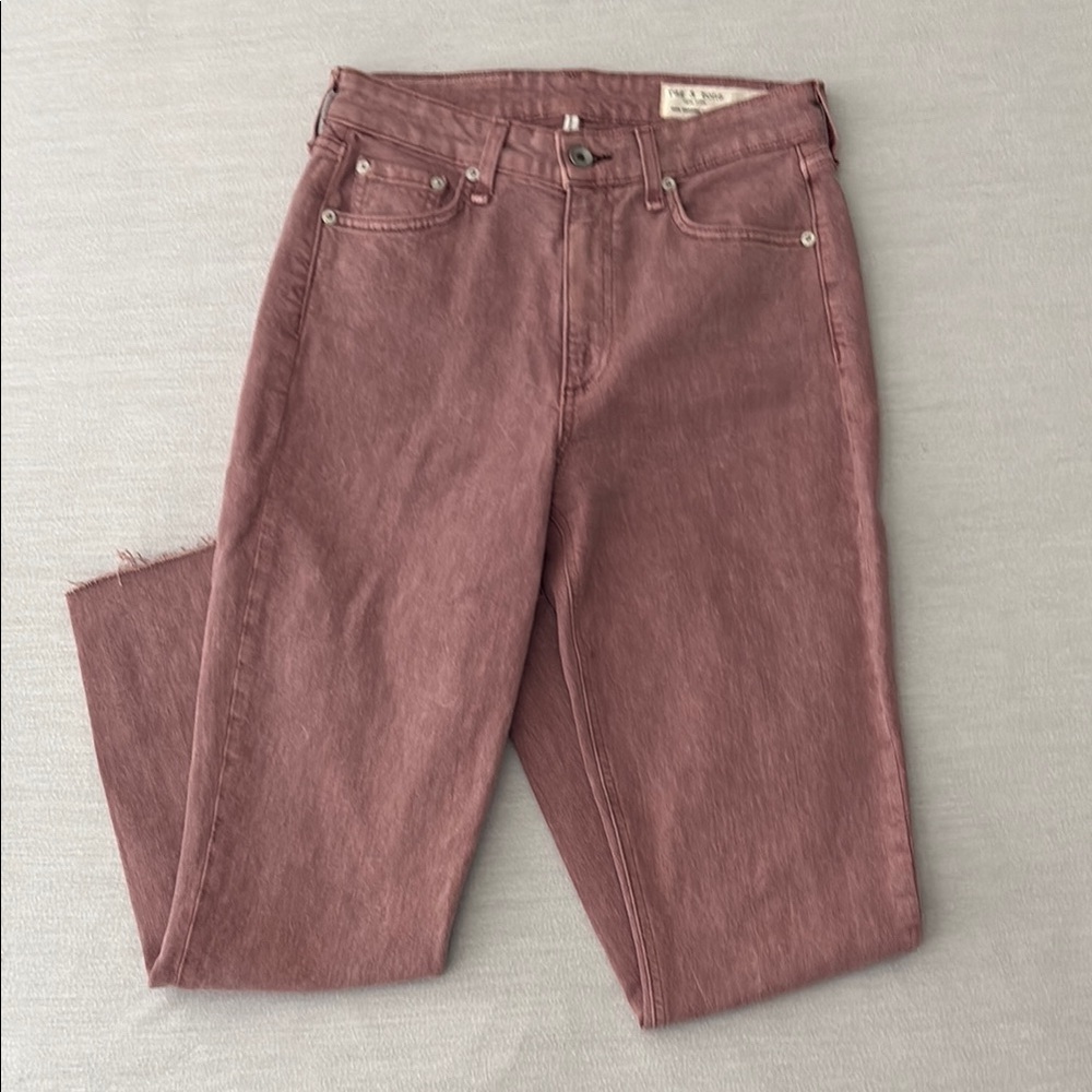 Rag & Bone Light Plum Nina High-Rise  Cigarette Jean with Frayed Hem